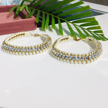 Kundan Pearl Anklet Zayn Luxury Jewellery